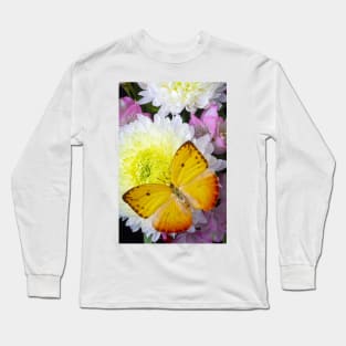 Large Yellow Butterfly On With Mum Long Sleeve T-Shirt
